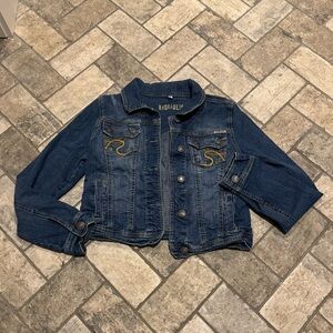 Women’s Hydraulic Denim Blue Jean Jacket: Size Medium